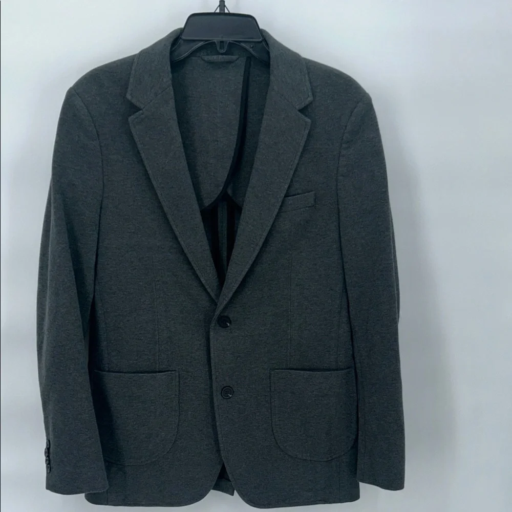 Artifact Knit Blazer Gray Stretch Casual Suit Jacket Men Size M